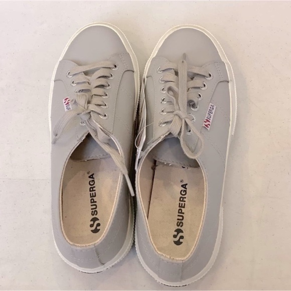 SUPERGA Italian Leather FGLU Fantasia Grey Sneakers NEW IN BOX - Picture 11 of 16